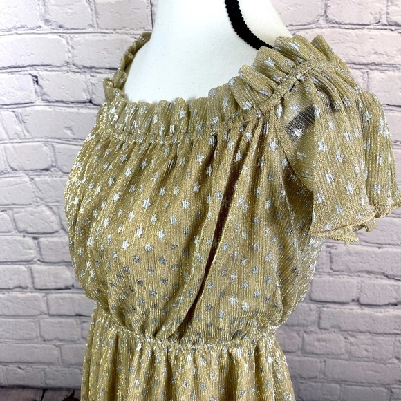 House of Harlow 1960 Revolve Star Gold Boho Babydoll Dress Y2K NWT - Picture 3 of 13